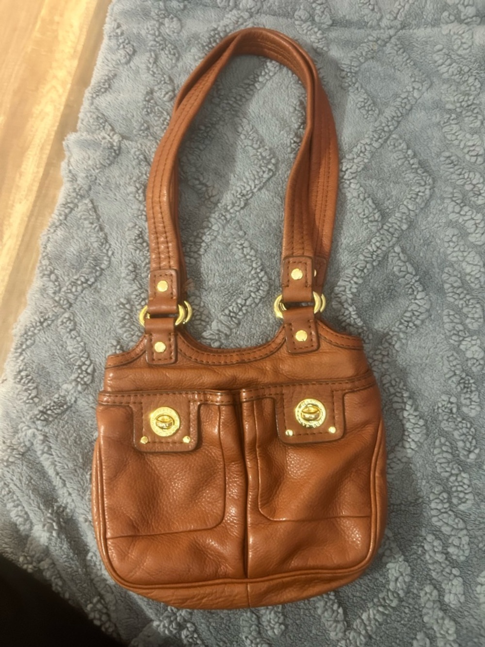 Marc By Marc Jacobs Tan Leather Shoulder Bag with Gold Accents